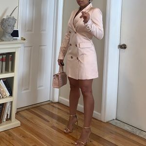 Satin pink blazer dress